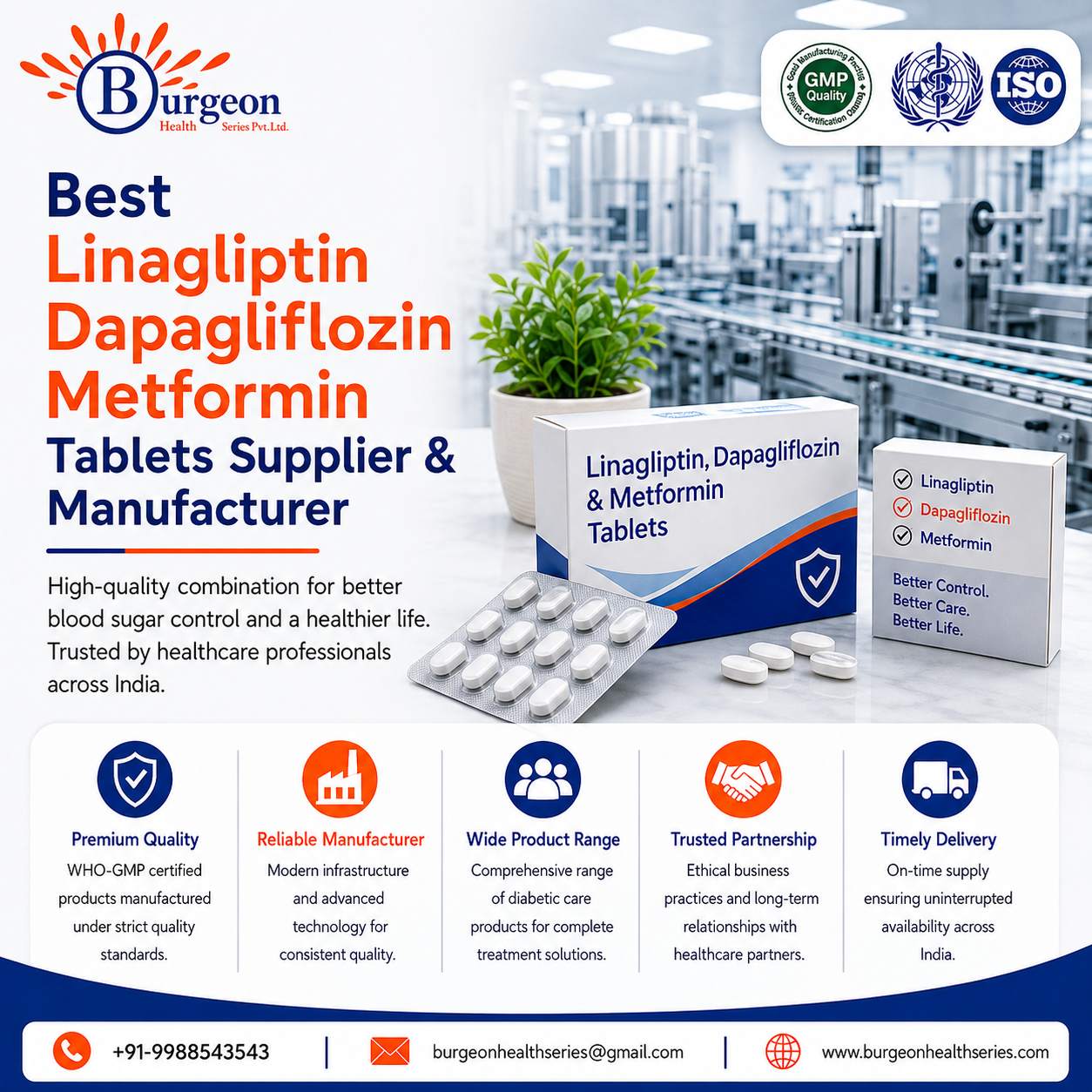 Best Linagliptin Dapagliflozin Metformin Tablets Supplier Manufacturer